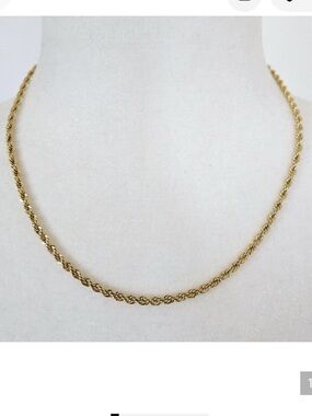 Vintage American Showcase Gold Plated Rope Chain Classic Necklace 18"